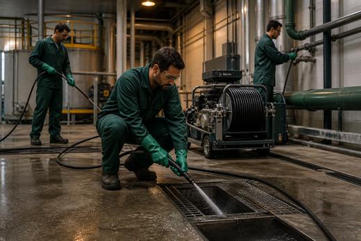 Hidrojateamento em instalação industrial